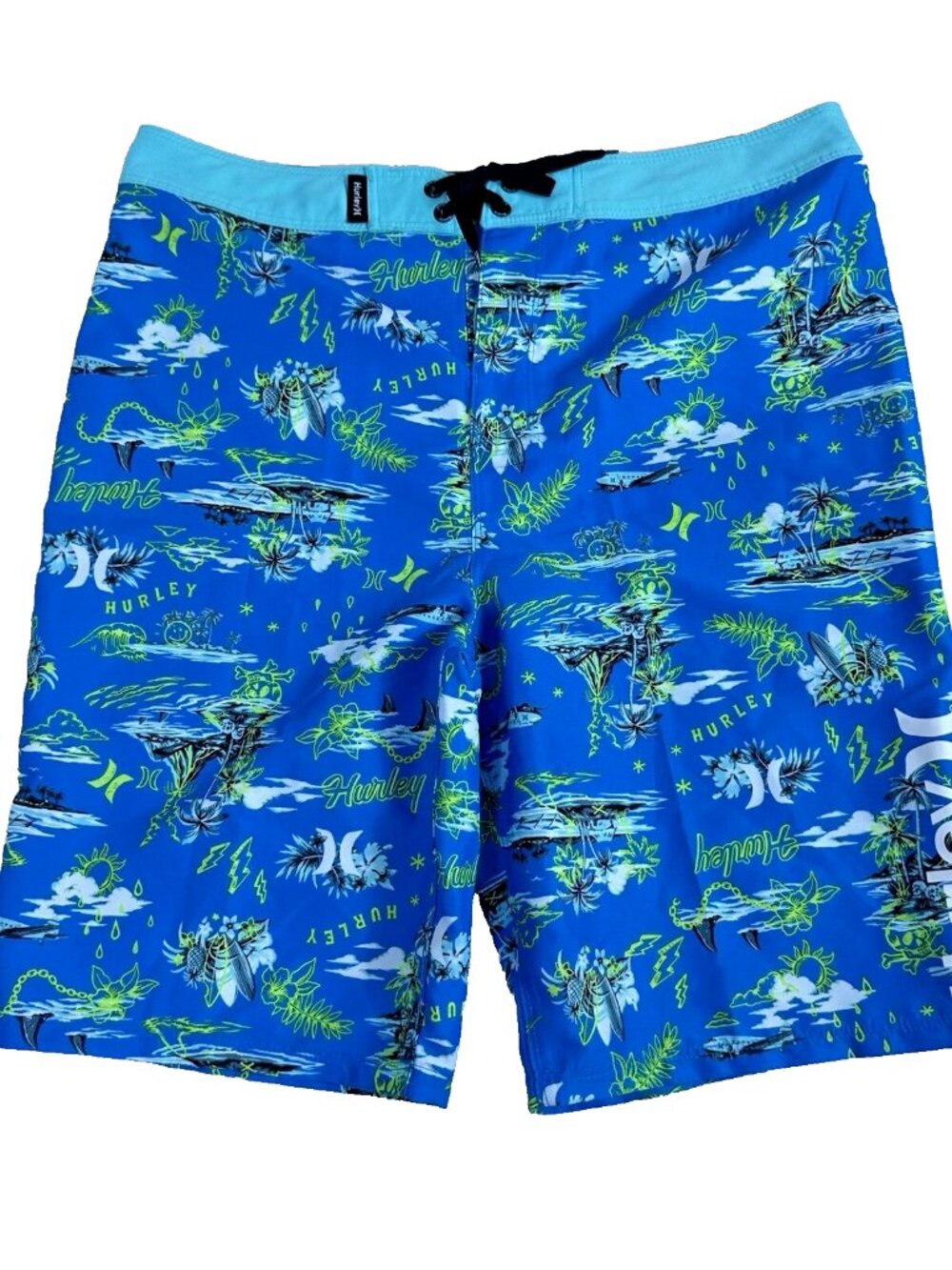 Hurley Boys Board Shorts Swim Trunks Neptune Blue Beach Print Size 20/30 -NWT